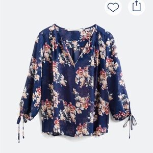 COLLECTIVE CONCEPTS top size S blue floral sheer Stitchfix
